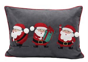 Three Santas cushion 14 red multi