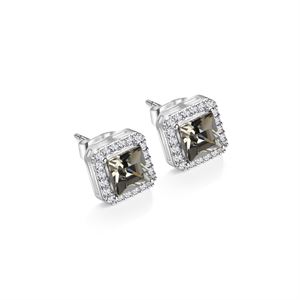 NEWBRIDGE SQUARE EARRINGS WITH CLEAR AND BLACK STONES